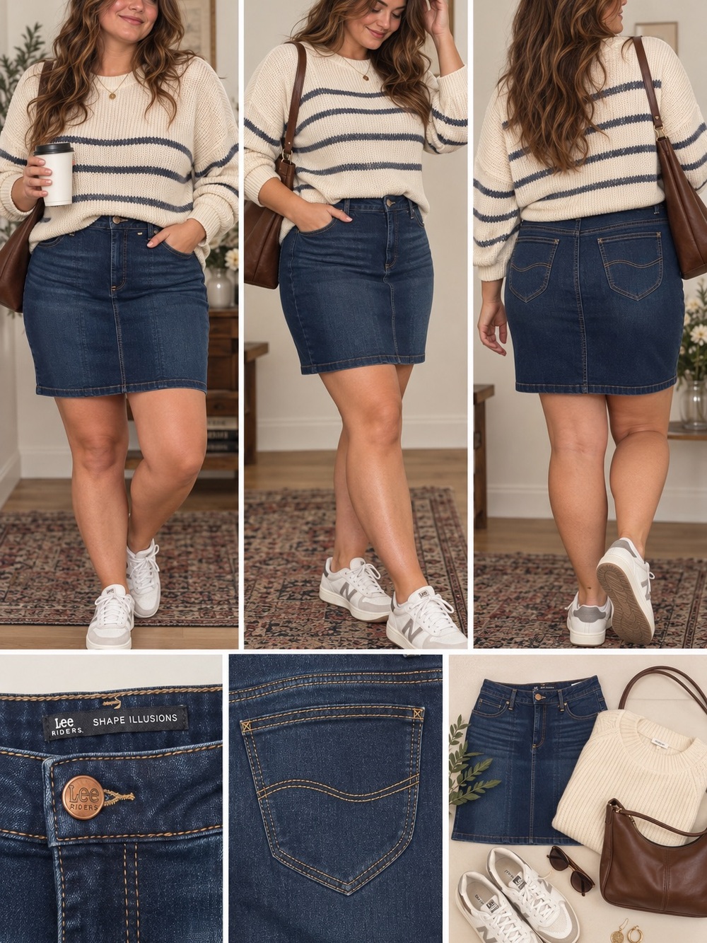 Lee Riders Shape Illusions Denim Skirt Dark Wash Size 16M